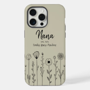 Simple Floral Nana Custom Title iPhone 15 Pro Max Case