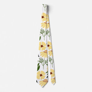 Simple Floral Pattern White Tie