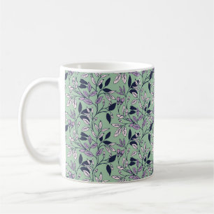 Simple Floral Pattern with Gentle Green Background Coffee Mug