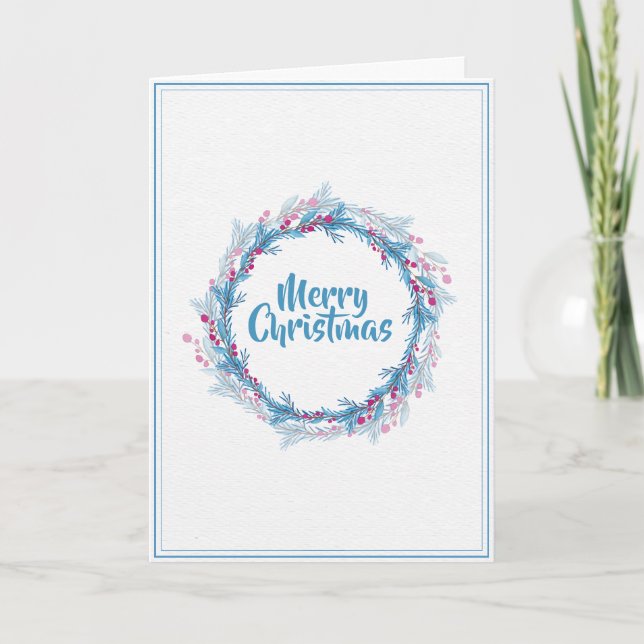 Simple Floral Personalized Holiday Greeting Card (Front)