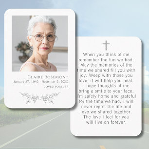 Simple Floral Photo Cross Prayer Card