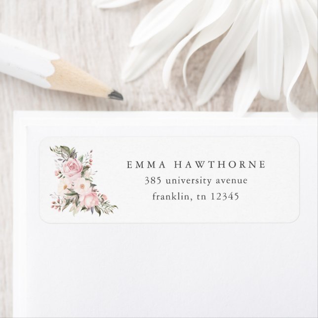 Simple Floral Rose Baby shower Adresse de retour (En situation)