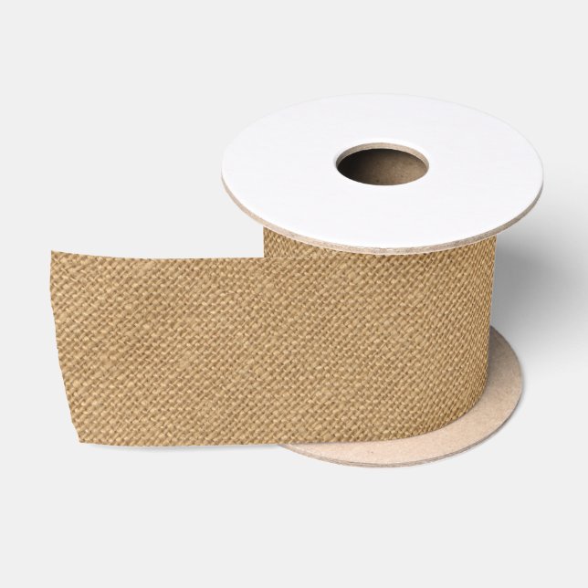 Simple floral rustic burlap texture satin ribbon (Spool)