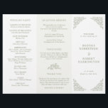 Simple Floral Sage Green Tri Fold Wedding Program<br><div class="desc">Elegant tri fold wedding program features a minimalist design with a delicate floral border, perfectly suited for formal weddings. The classic typography and customizable text make it a timeless choice for couples seeking sophisticated, personalized wedding stationery. For customization or additional products featuring this design, please feel free to contact me....</div>