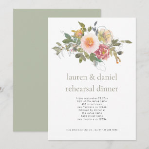 Simple Floral Sage Green Wedding Rehearsal Dinner  Invitation