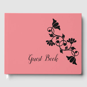 Simple Floral Salmon Guest Book