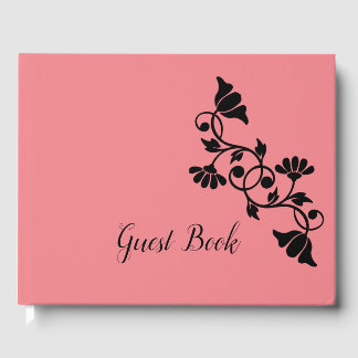 Simple Floral Salmon Guest Book