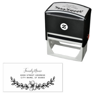 Simple Floral Self Inking Rubber Stamp