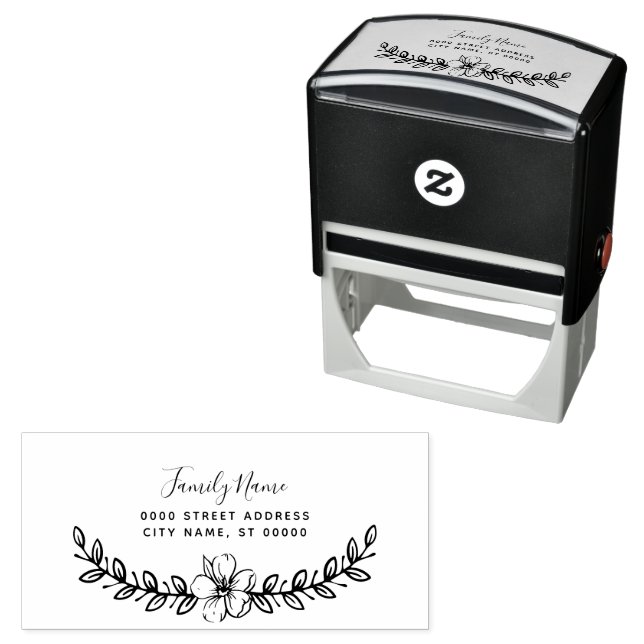 Simple Floral Self Inking Rubber Stamp (In Situ)