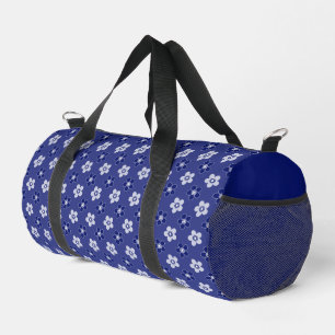 simple floral solid blue pattern retro small flowe duffle bag