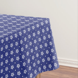 simple floral solid blue pattern retro small flowe tablecloth