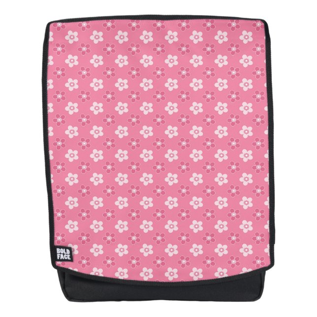  simple floral solid pink pattern retro small flow backpack (Front)
