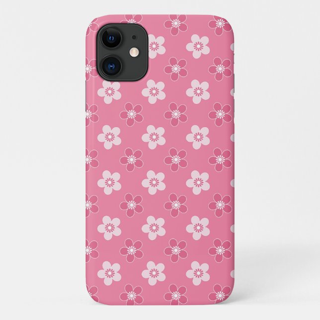  simple floral solid pink pattern retro small flow Case-Mate iPhone case (Back)
