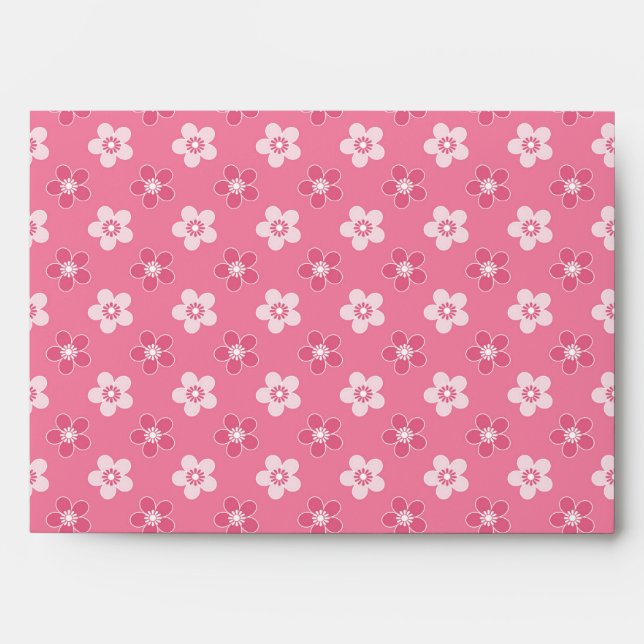  simple floral solid pink pattern retro small flow envelope (Front)