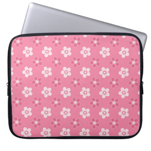 simple floral solid pink pattern retro small flow laptop sleeve