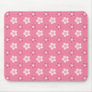 simple floral solid pink pattern retro small flow mouse pad