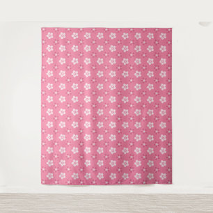 simple floral solid pink pattern retro small flow tapestry