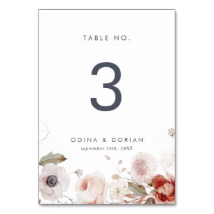 Simple Floral Table Number