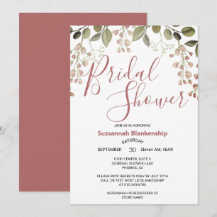 Simple Floral Top Border Bridal Shower Invitation