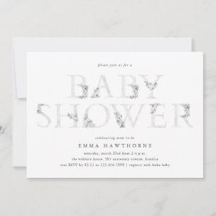 Simple Floral Type Gender Neutral Baby Shower Invitation