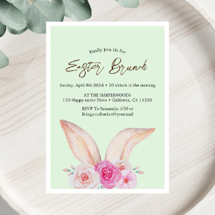 Simple floral watercolor easter brunch egg hunt invitation
