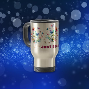 Simple Floral Watercolor Monogram Bee Travel Mug