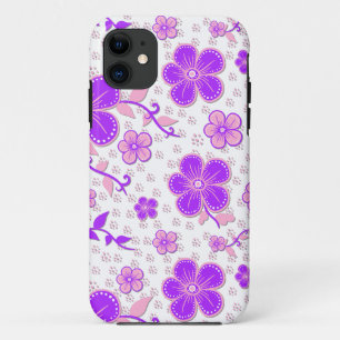 Simple Floral Watercolor Print Purple and Pink iPhone 11 Case