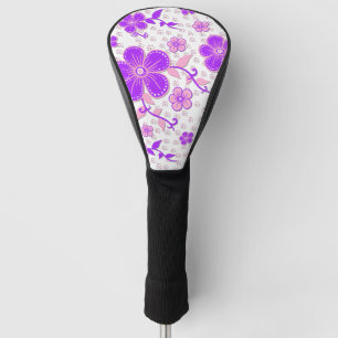 Simple Floral Watercolor Print Purple and Pink Golf Head Cover