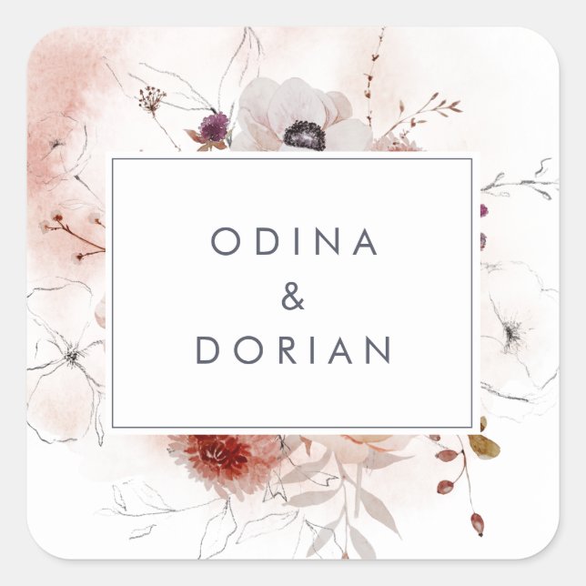 Simple Floral Wedding Envelope Seals (Front)