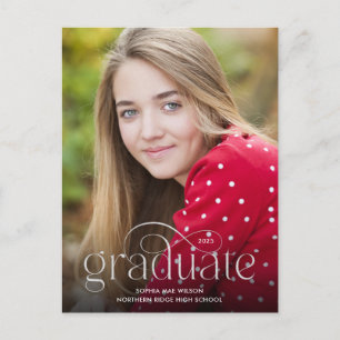 Simple Flourish Silver Type Photo Graduation Postcard