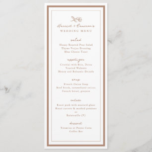 Simple Flower Copper Wedding Dinner Menu
