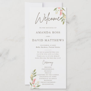 Simple Flower Elegant Wedding Programs