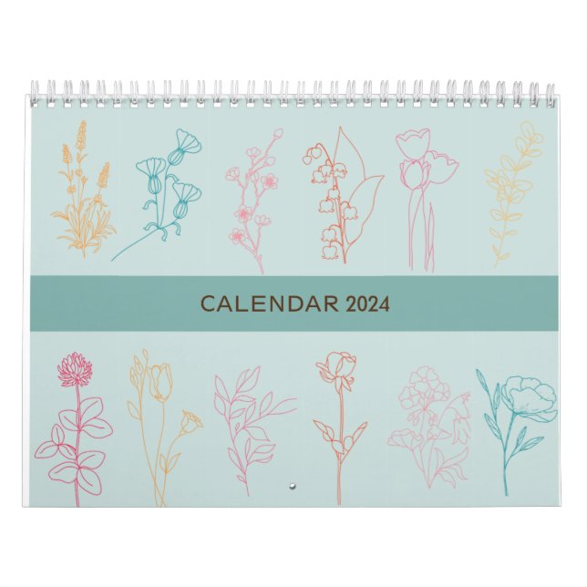 SIMPLE FLOWER LINE ART DESIGN | RETRO BIBLE VERSE CALENDAR (Cover)