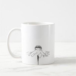 Simple Flower Line Drawing in Black and White Coffee Mug