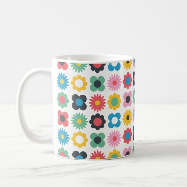 Simple flower seamless pattern design. Scandinavia Coffee Mug (Left)