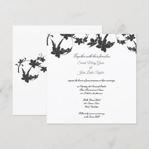 Simple Flower Silhouette Wedding Invitation Square