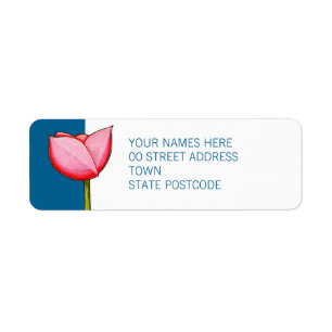 Simple Flowers blue Return Address Label