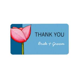Simple Flowers blue Wedding Thank You Sticker