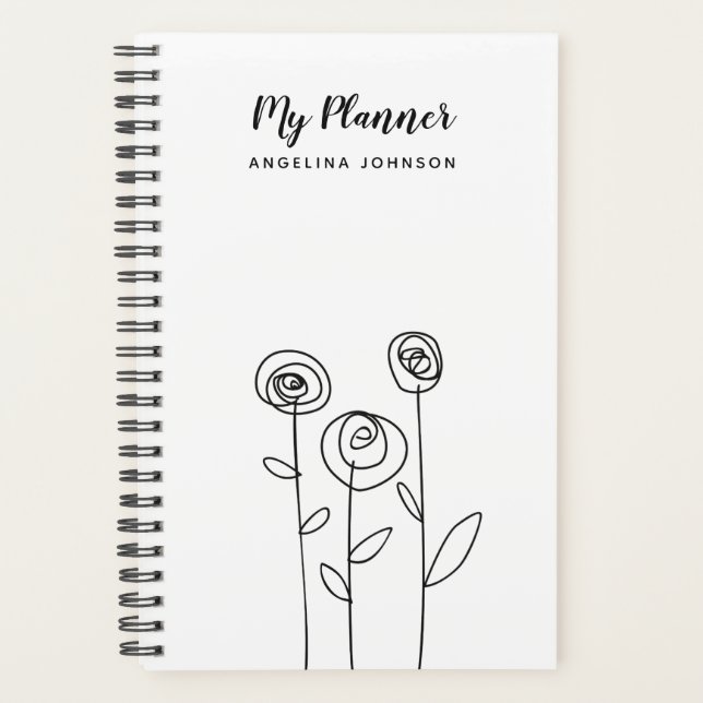 Simple Flowers Drawing Name Planner (Front)