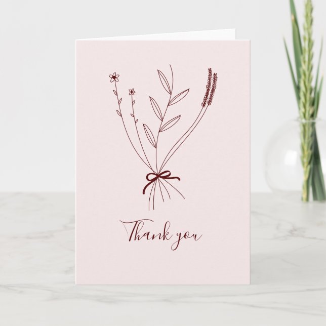 Simple Flowers Elegant Folded Thank You Card (Front)