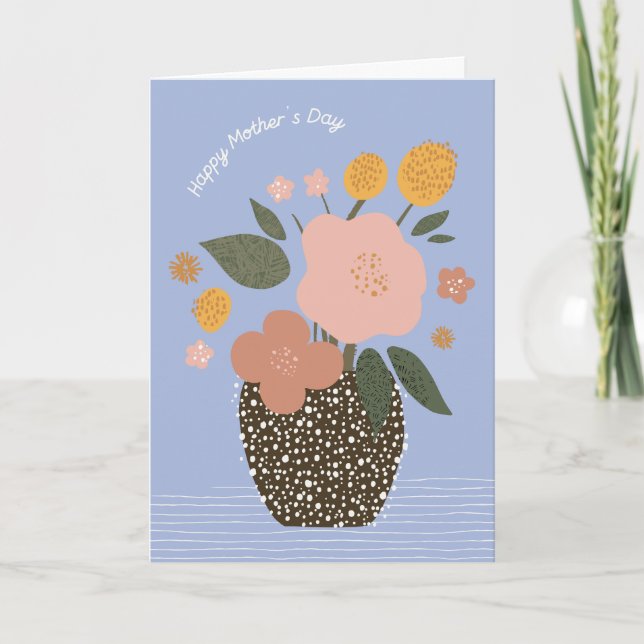 Simple Flowers in Vase Mother's Day Greeting Card (Front)