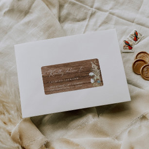 Simple Flowers Rustic Wooden Return Address Label