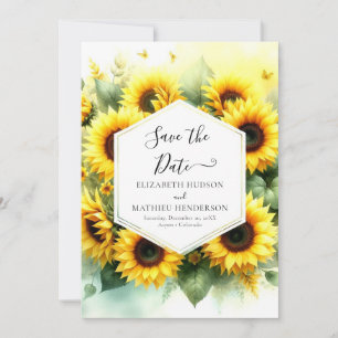 Simple Flowers Sunflower Wedding Save The Date