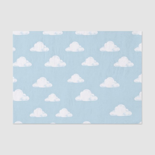 Simple Fluffy Clouds Sky Nursery Kids Pattern Tissue Paper (Front)