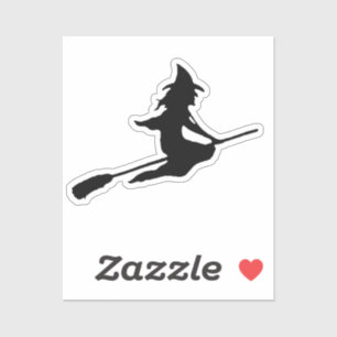Simple Flying Witch on Broom silhouette