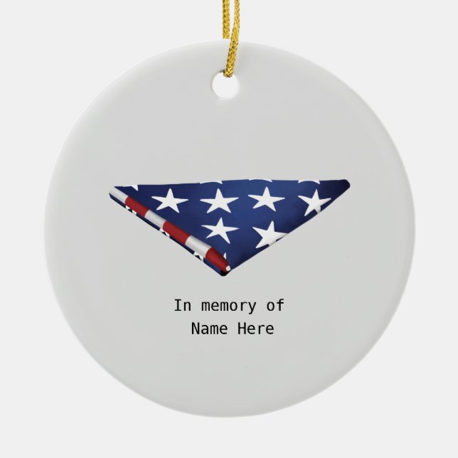 Simple folded American flag veterans design Ceramic Ornament (Front)