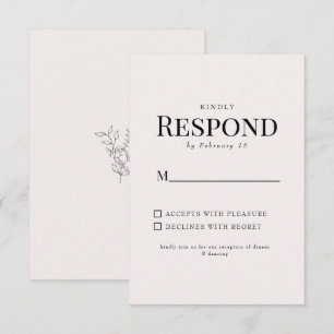 Simple Foliage Blush Wedding RSVP Card