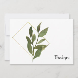 Simple Foliage Funeral White Thank You Card
