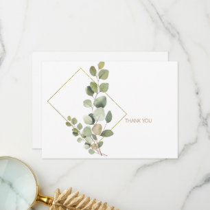 Simple Foliage Gold Text Funeral Thank You Card