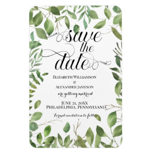 Simple Foliage Save The Date Wedding Magnet